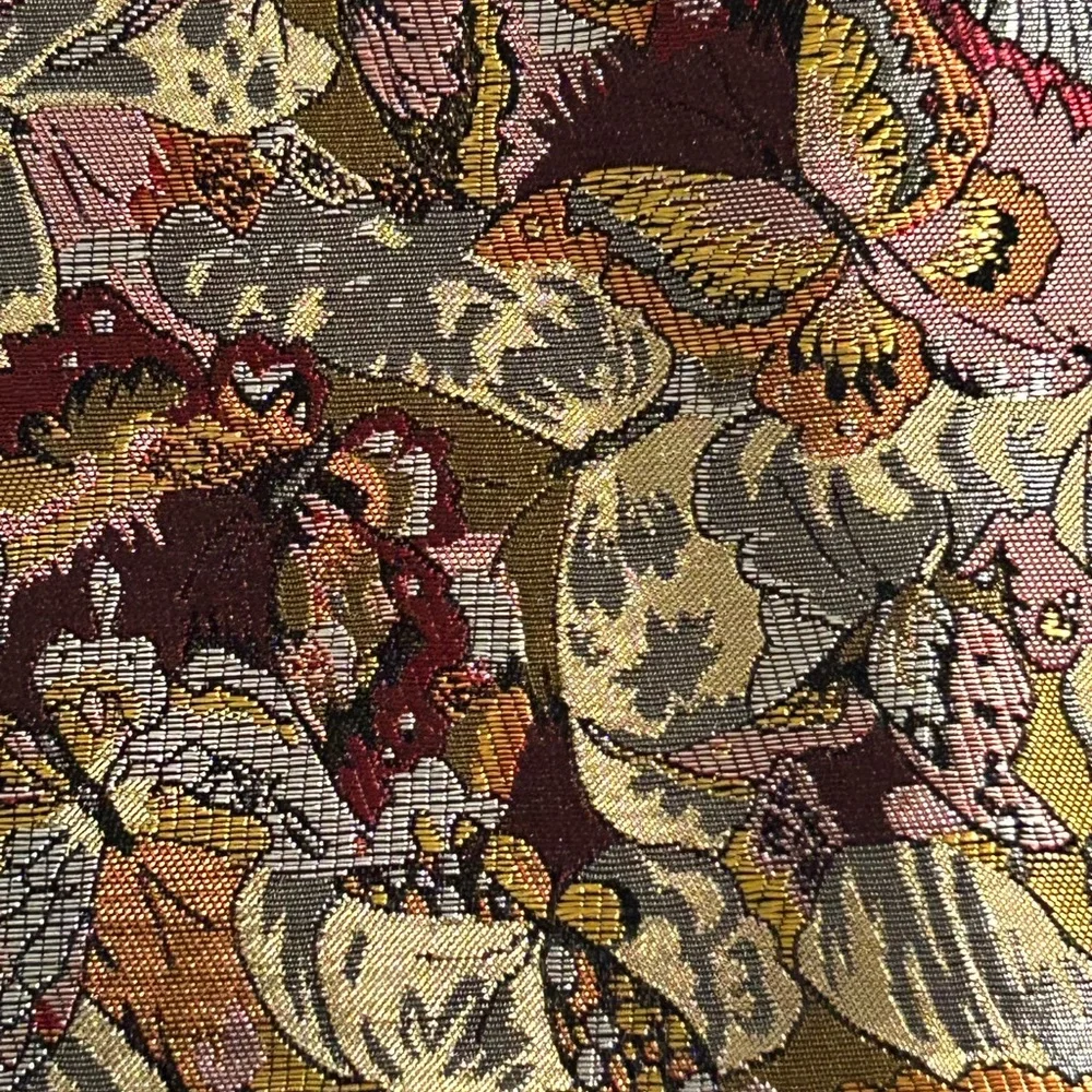 Handmade Silk Brocade Tablecloth – Shiny Jacquard Butterfly Art Textile